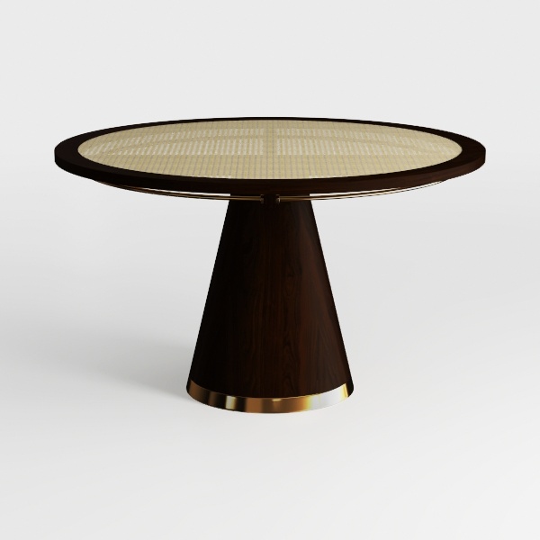 52 in. Wood Walnut Color Column Pedestal Round Kit