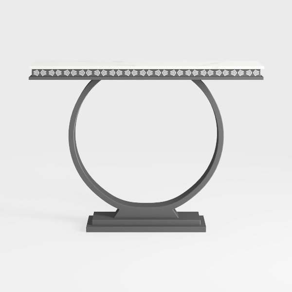 Tribesigns Modern Console Table with Geometric Base-Warm Beige