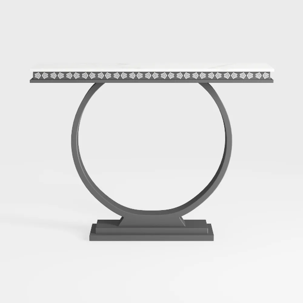 Tribesigns Modern Console Table with Geometric Base-Warm Beige