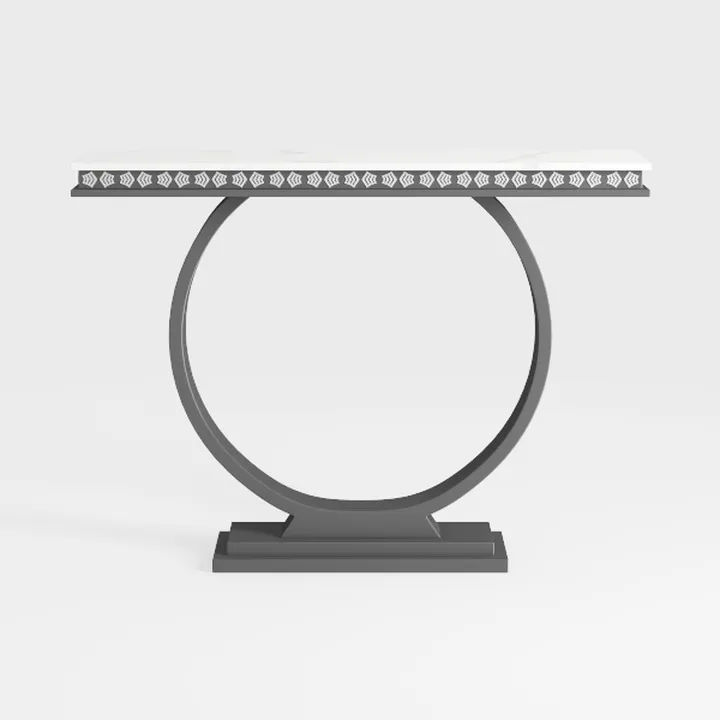 Tribesigns Modern Console Table with Geometric Base-Warm Beige