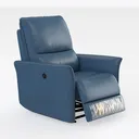 Modern Blue Leather Recliner Armchair 3D Model Right 45 Degree View