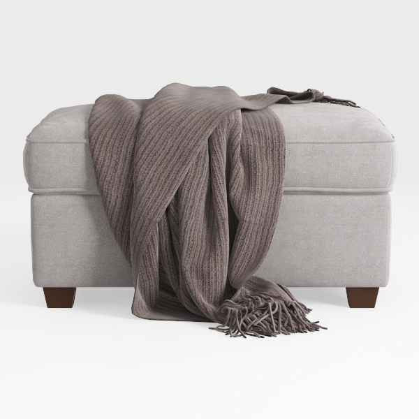 19 in. Gray Polyester Fabric S-Shaped Ottoman with