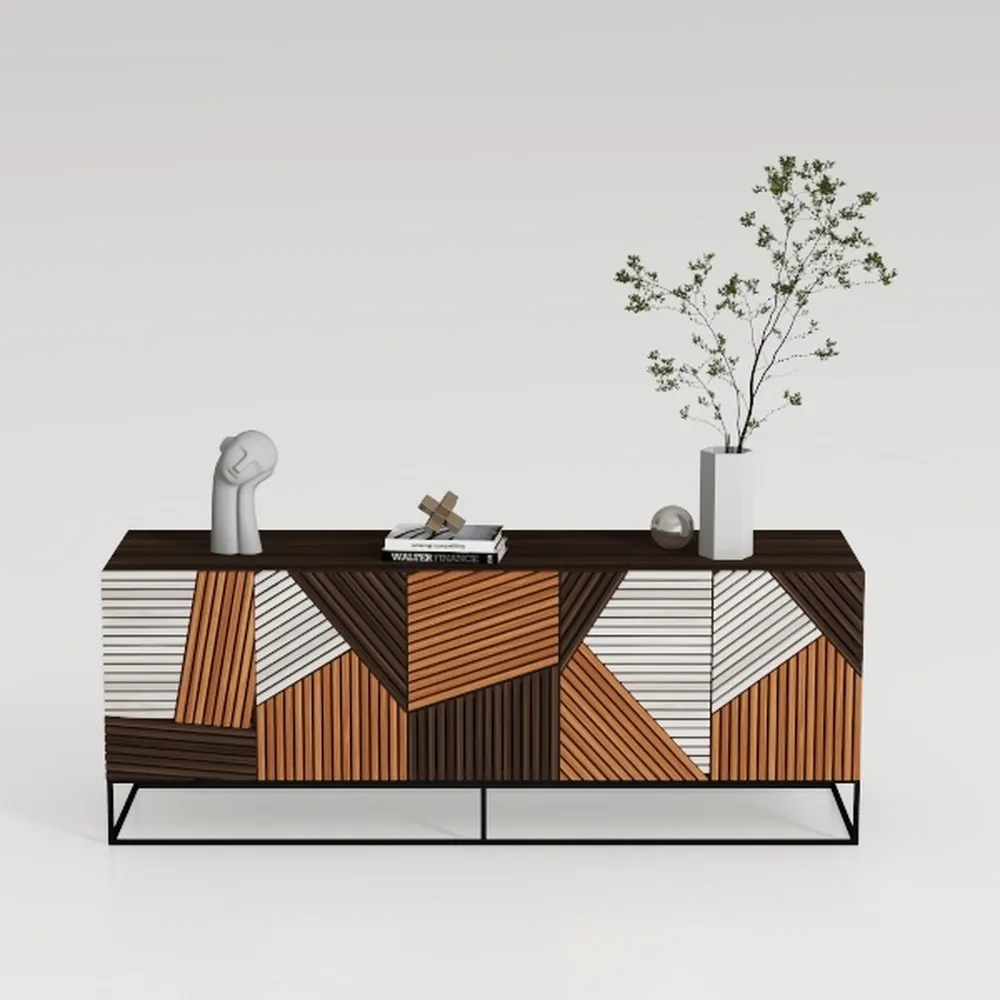 Buffet Cabinet Sideboard, 63.1" Fluted Accent