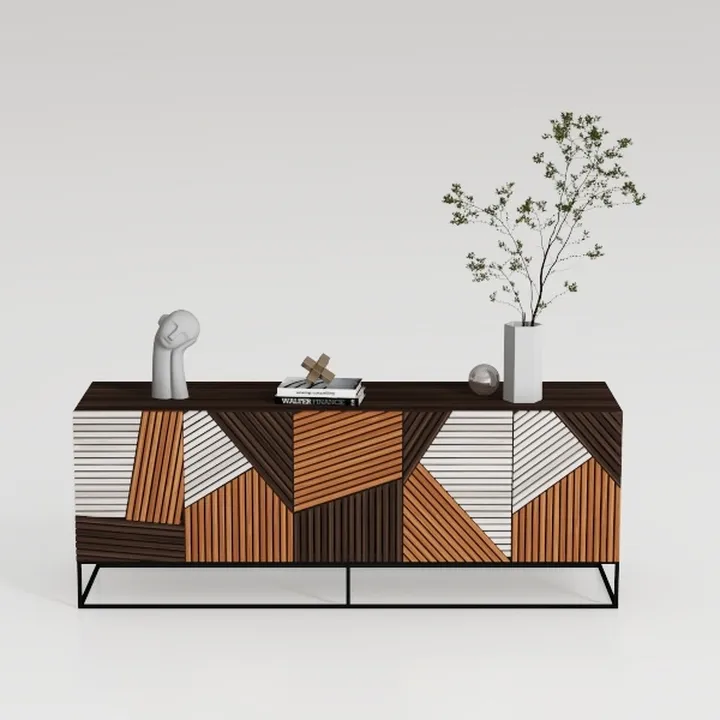 Buffet Cabinet Sideboard, 63.1" Fluted Accent