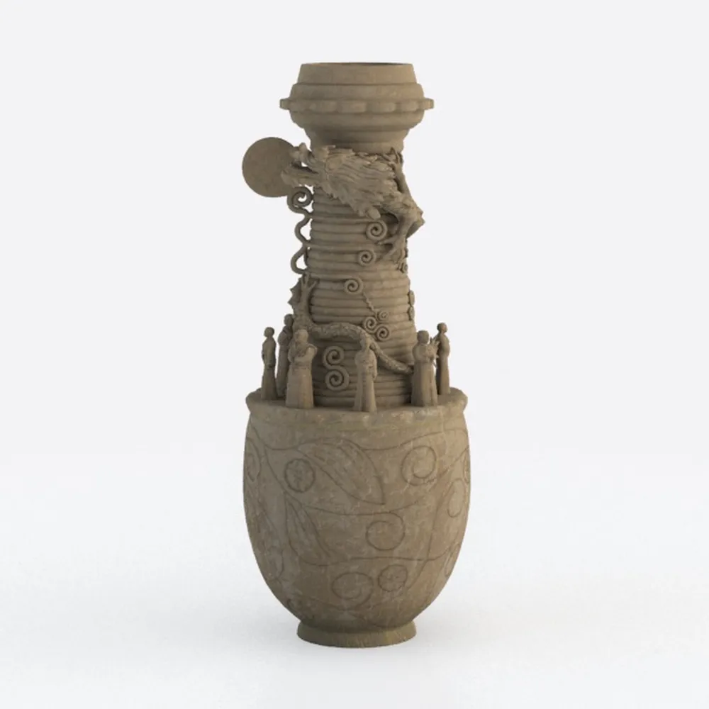 Vintage Farmhouse Flower Round Ceramic Vase with