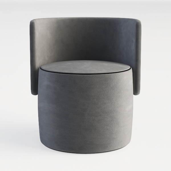 Swivel Barrel Accent Chair, Modern Round Faux