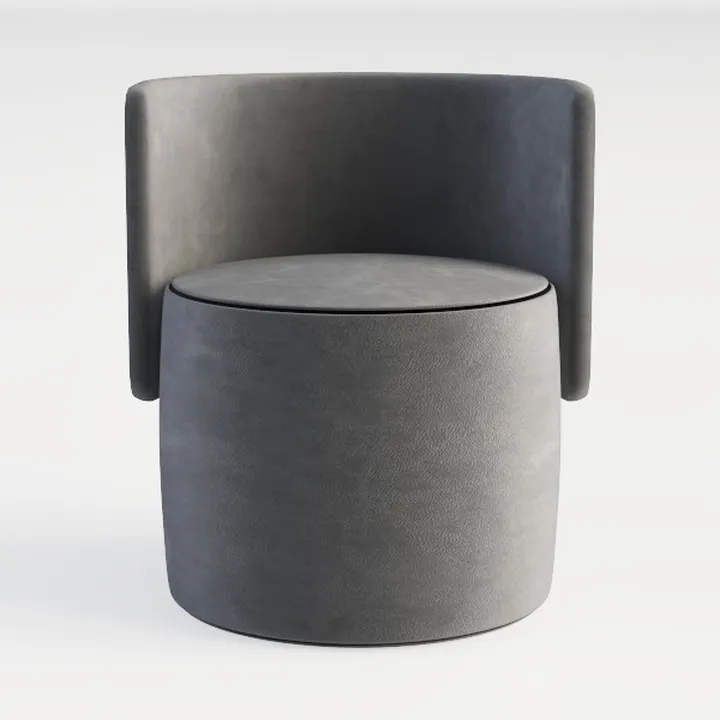 Swivel Barrel Accent Chair, Modern Round Faux