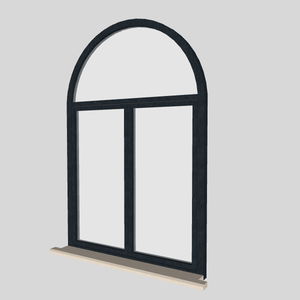 Modern Black Metal Glass Arched Window 3D Model