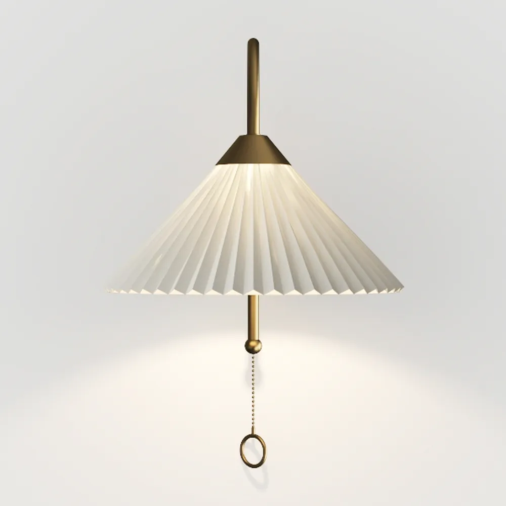 Wireless Wall Sconce Sets of 2, Pleated Shades