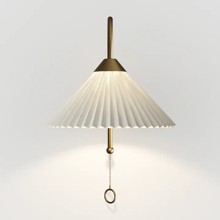 Wireless Wall Sconce Sets of 2, Pleated Shades
