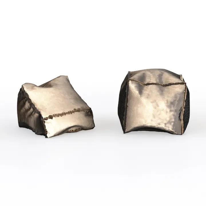 Vintage Metallic Fabric Upholstered Ottoman Set 3D Model