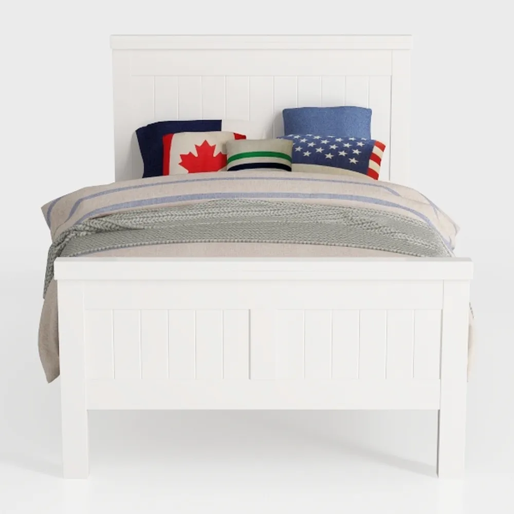 Vida Designs Milano Letto King Size, Struttura Matrimoniale in Legno di Pino Massello, Testiera Bassa, Mobili per Camera da Letto, 1.5 m, Colore: Bianco