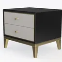 Modern Bedside Table with 2 Drawers, Pine Left 45 Degree View