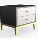 Modern Bedside Table with 2 Drawers, Pine Right 45 Degree View