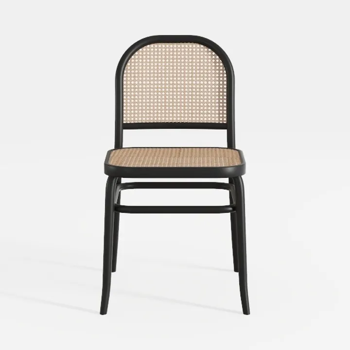 Modern Black Metal Rattan Dining Chair 3D Model