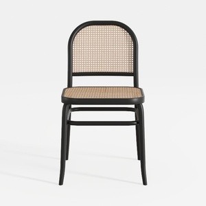 Modern Black Metal Rattan Dining Chair 3D Model