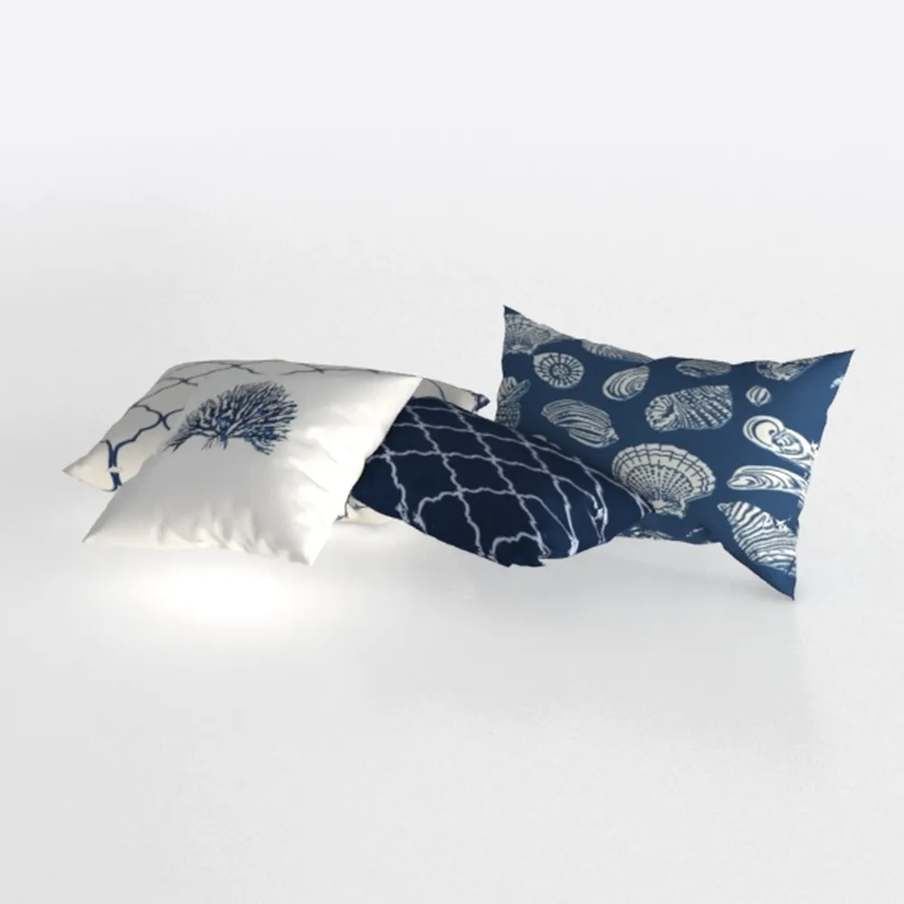 Blue and Gray Floral Pillow Covers 12x20 Set of 2