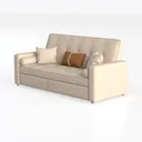 Minimalist Boucle Fabric Sleeper Sofa with Decorative Throw Pillows 3D Model Left 45 Degree View