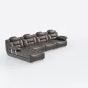 Modern Brown Leather L-shaped Sectional Sofa 3D Model Right 45 Degree View