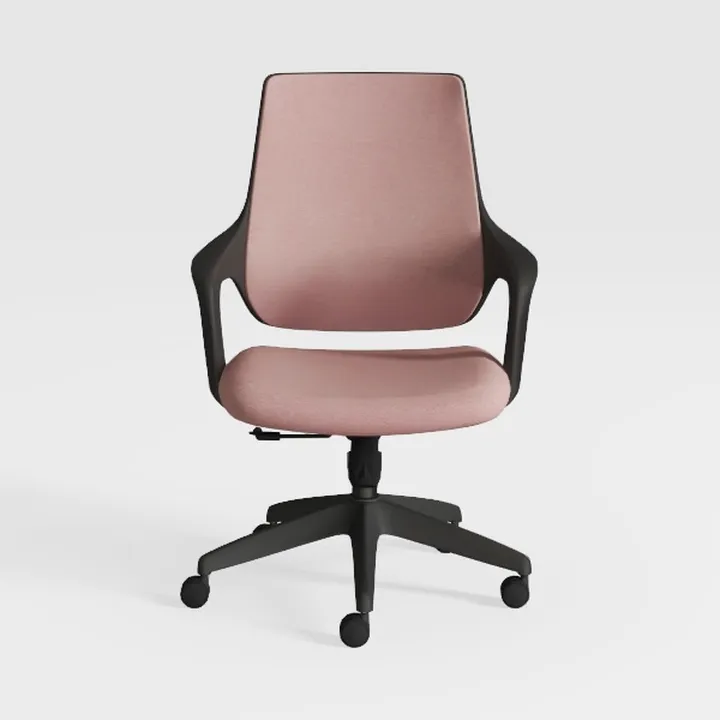 Modern Pink Fabric Black Metal Office Chair 3D Model