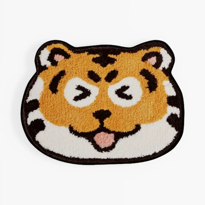 Cute Cartoon Tiger Pattern Fluffy Bath Mat 3D Model