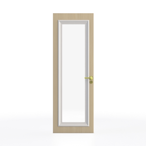 30" x 80" Pine Wood Slab Door, Frosted Glass