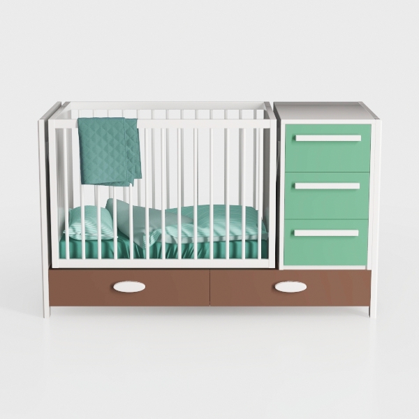 Remi White with Natural 4-in-1 Convertible Crib an