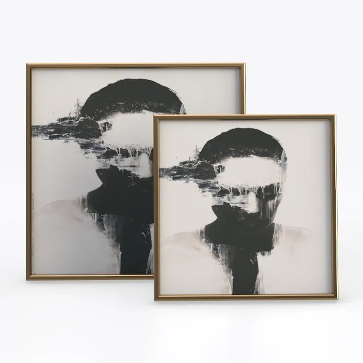 Minimalist Brass Framed Abstract Wall Art Decor 3D Model