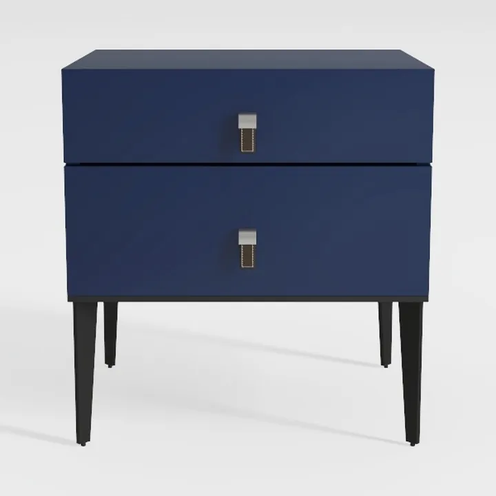 Linon Lennon Modern Navy Two Drawer Nightstand