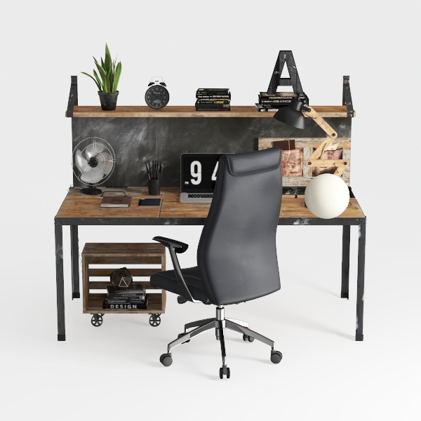 Computer Desk with Drawer and Power Outlets, 47&quot; O