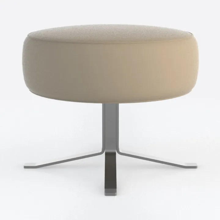 Minimalist Fabric Metal Round Ottoman 3D Model