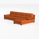 Modern Orange Leather L Shaped Sectional Sofa 3D Model Left 45 Degree View