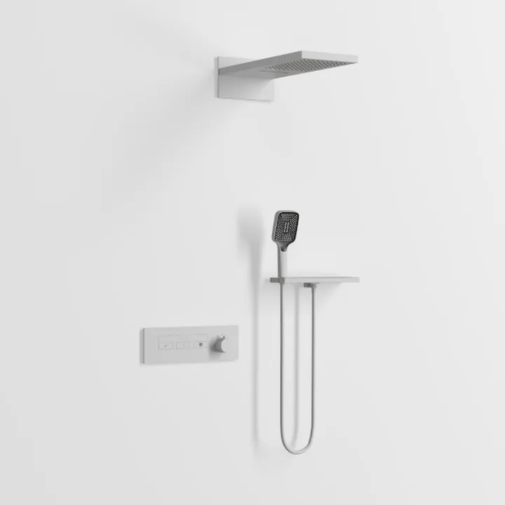 Brushed Brass Shower Faucet Set, 3 Way 10" Wall