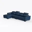 Modern Navy Blue Leather L Shaped Sectional Sofa 3D Model Left 45 Degree View