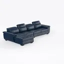 Modern Navy Blue Leather L Shaped Sectional Sofa 3D Model Right 45 Degree View