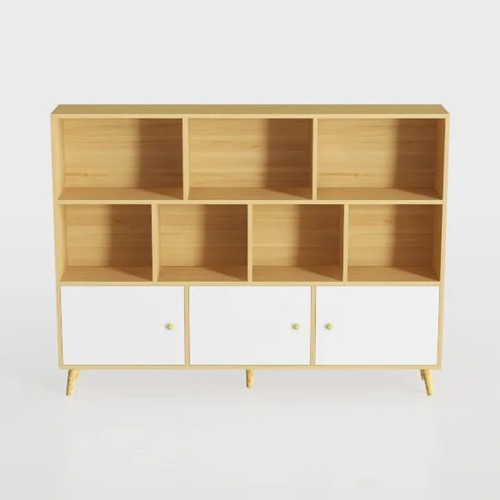 Cubby Shelf Bookcase with Doors - Wooden 11 Cube