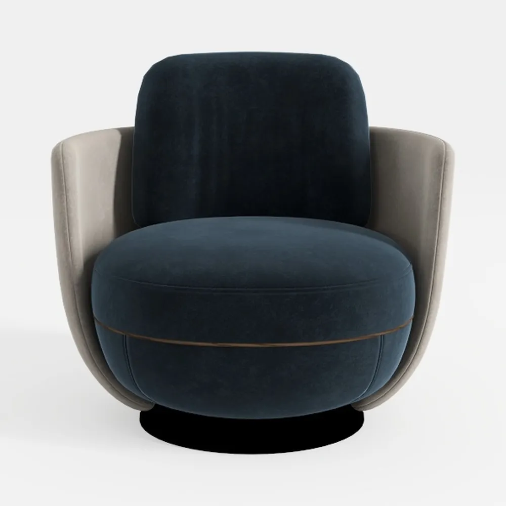 Swivel Barrel Chair, Modern Upholstered Velvet