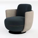 Swivel Barrel Chair, Modern Upholstered Velvet Left 45 Degree View