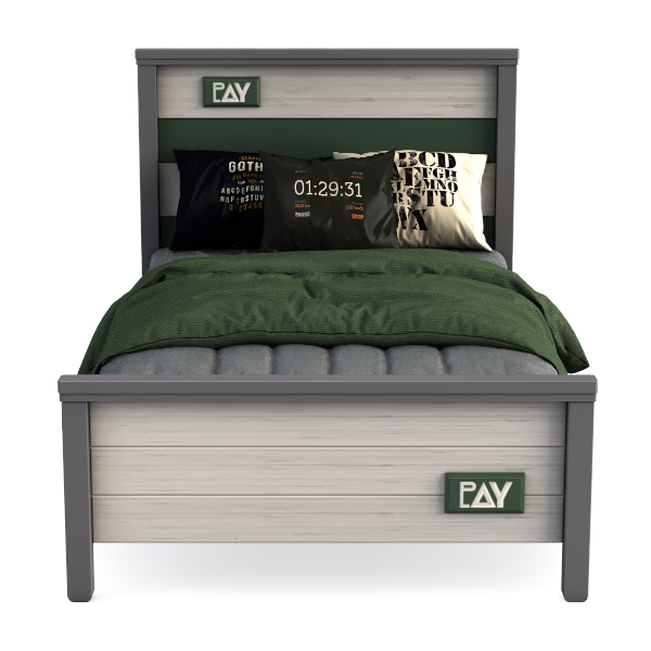 VECELO Telaio letto 90 x 200 cm, letto in metallo con testiera in legno a doppio strato e rete a doghe, moderno letto per gli ospiti con spazio sotto il letto, perfetto per camera da letto, colore