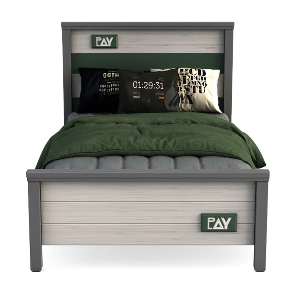 VECELO Telaio letto 90 x 200 cm, letto in metallo con testiera in legno a doppio strato e rete a doghe, moderno letto per gli ospiti con spazio sotto il letto, perfetto per camera da letto, colore