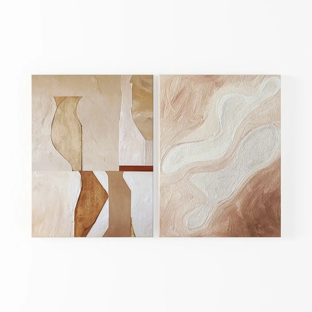 Fangfey Art White and Gold Abstract Flower Wall