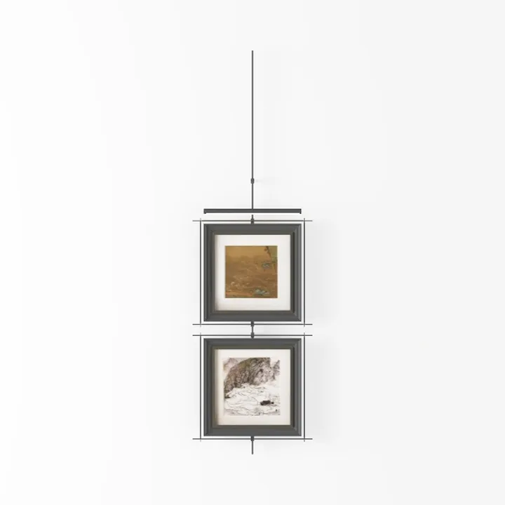 Minimalist Metal Double Picture Frame Wall Display 3D Model
