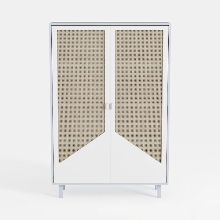2 Door Accent White Metal Storage Cabinet with