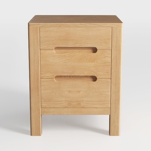 Minimalist Solid Oak Nightstand With Hidden Pull Handles 3D Model