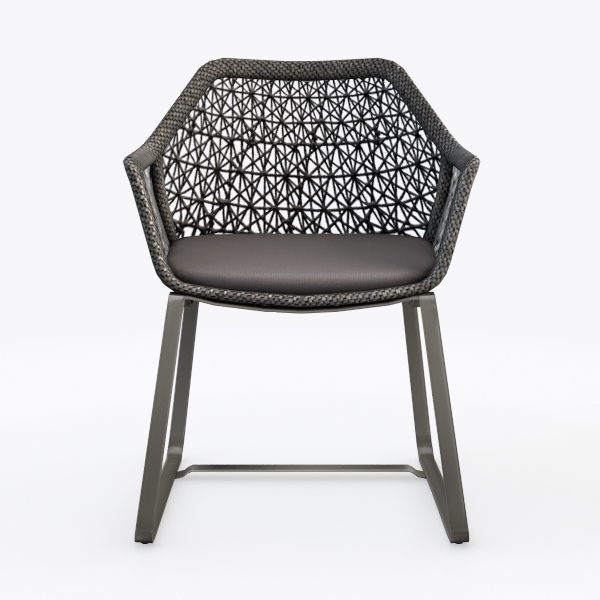 Grey Metal Outdoor Lounge Chair with Grey Cushion