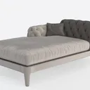 Velvet Chaise Lounge Button Tufted Nail Trim  Left 45 Degree View