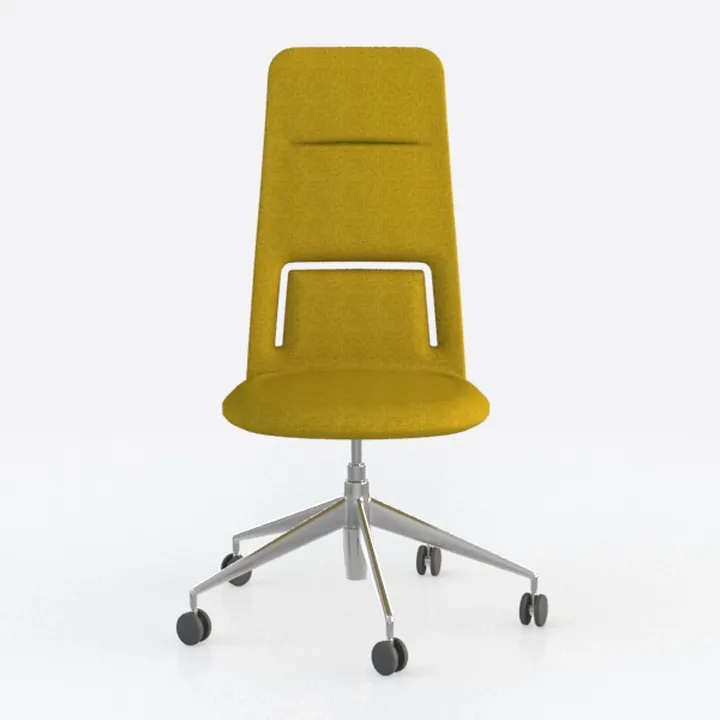 Modern Yellow Fabric Metal High Back Office Chair 3D Model