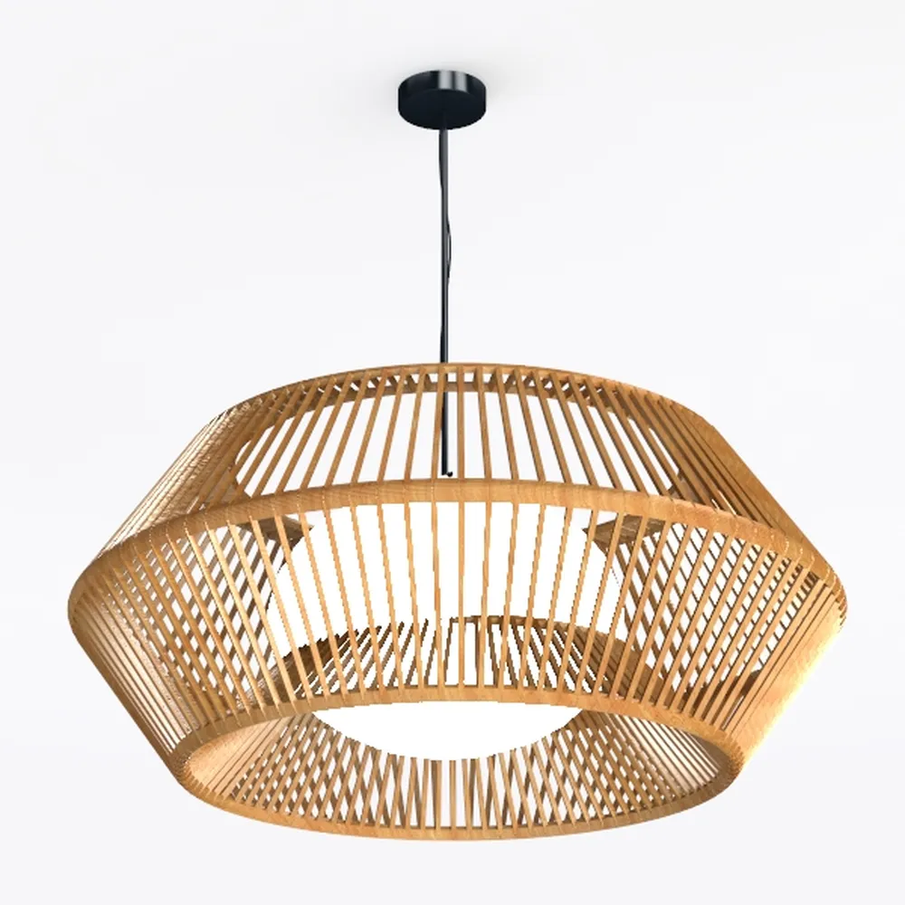 Hand-Woven Rattan Chandelier Vintage Farmhouse 6