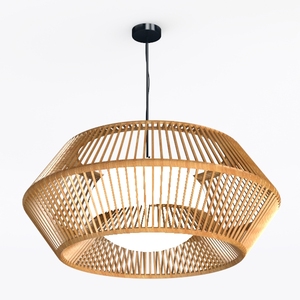 Hand-Woven Rattan Chandelier Vintage Farmhouse 6