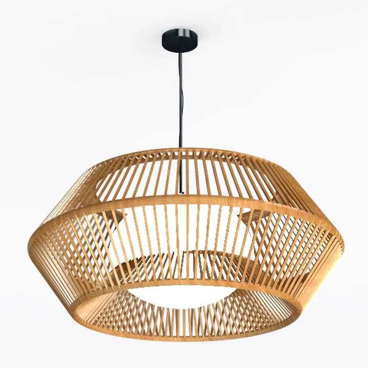 Hand-Woven Rattan Chandelier Vintage Farmhouse 6